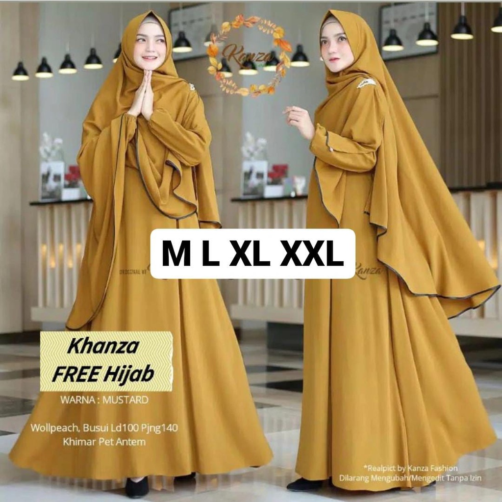 KHANZA - GAMIS BAJU DRESS SYARI WANITA KERUDUNG HIJAB PET ANTEM PANJANG BUSUI SLETING DEPAN JUMBO WA