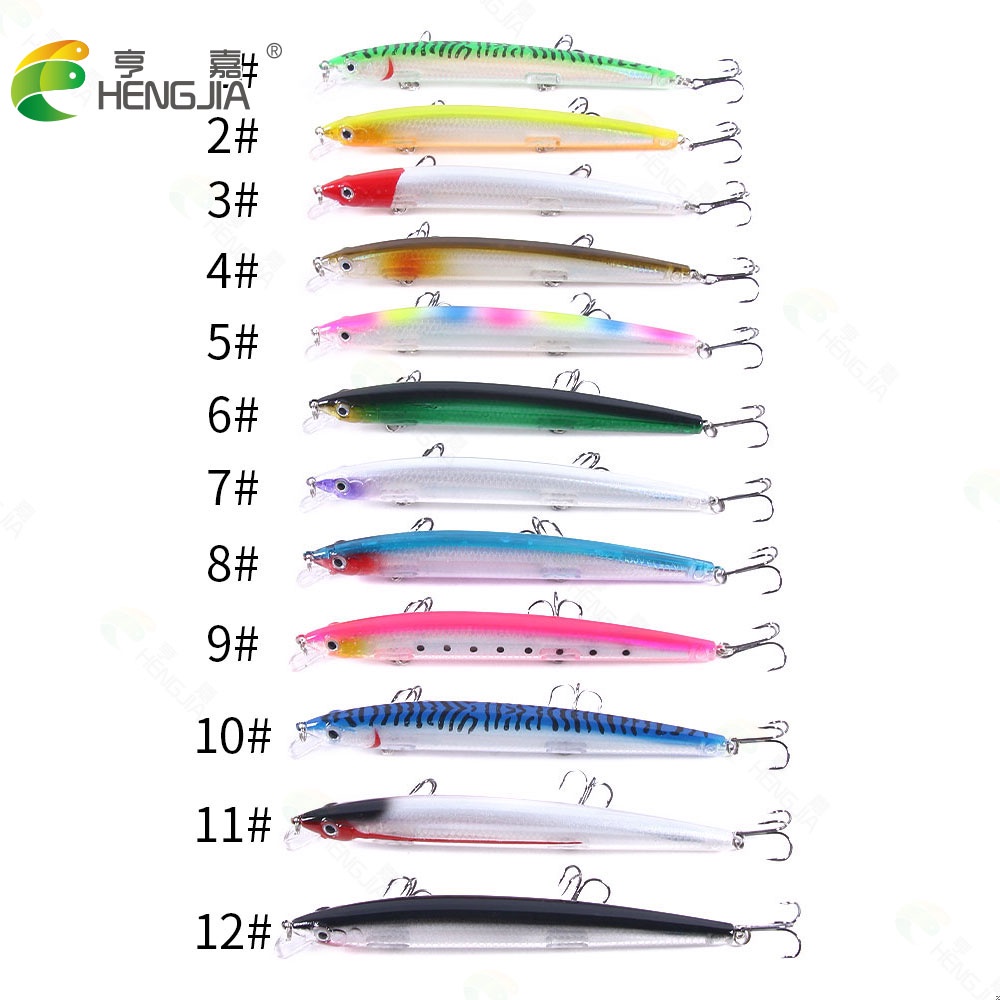 Hengjia 1pc Umpan Pancing Hard Plastic Bait Bentuk Ikan 3D Eyes Ukuran 13.5cm / 15.5g Laser Pattern Inside Fishing Lure 12 Color