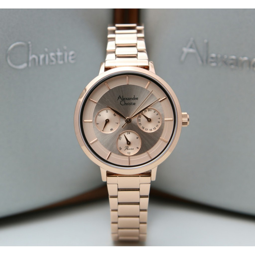 Alexandre Christie AC2871 Original Jam Tangan Wanita Full Rose Gold