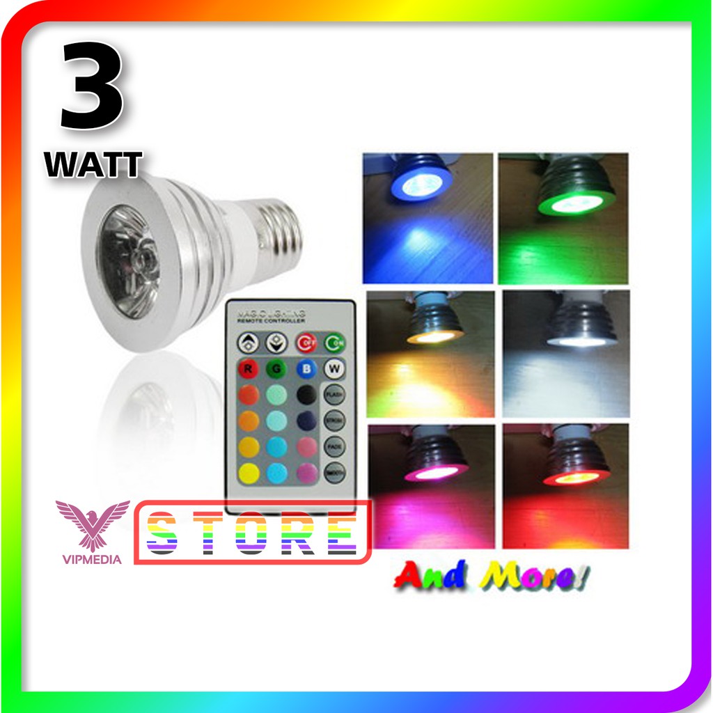 Jual Lampu LED RGB + Remote Control 3 W Spotlight | Shopee Indonesia