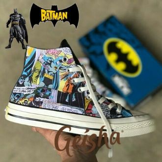 100% PREMIUM DC COMICS X CONVERSE 70S HIGH BATMAN BLACK FRESH YELLOW