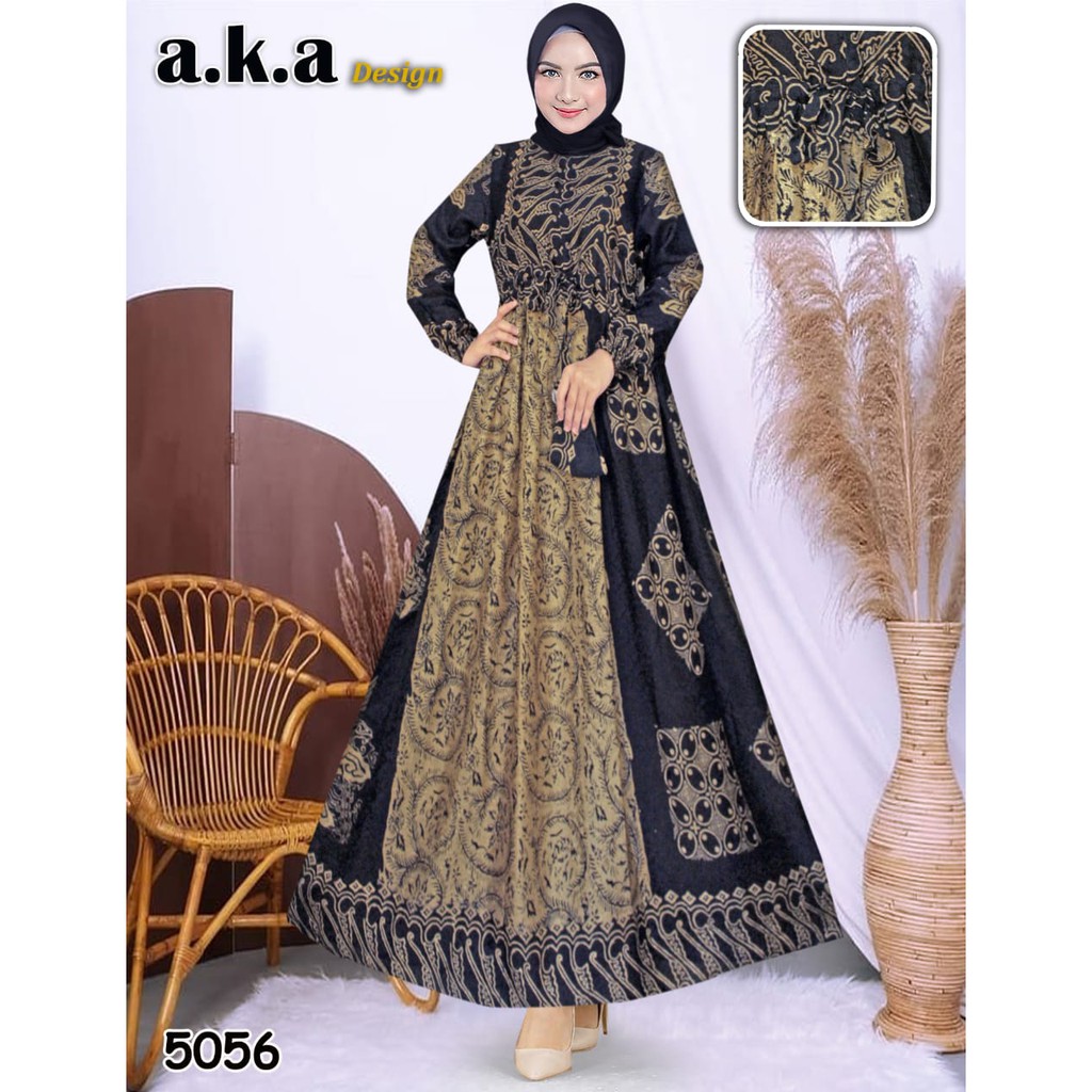 Sauna_Fashion.id / Gamis Batik Viscose Semi Sutra Kancing Depan Pakaian Modern Pesta Kondangan Baju 