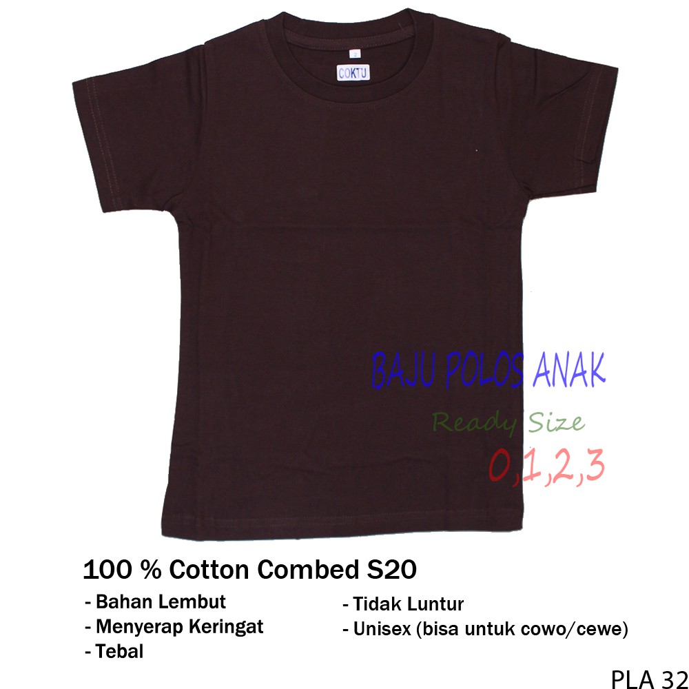 Baju Polos Lengan Pendek Anak - PLA 32