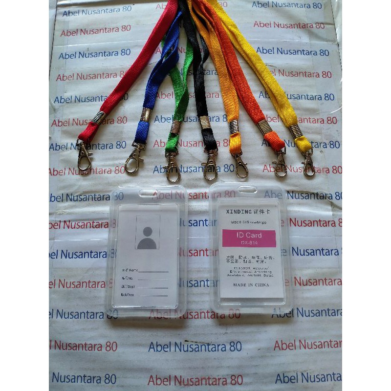 

Tali id lanyard kait besi tebal 1cm paket Casing id card tutup bening