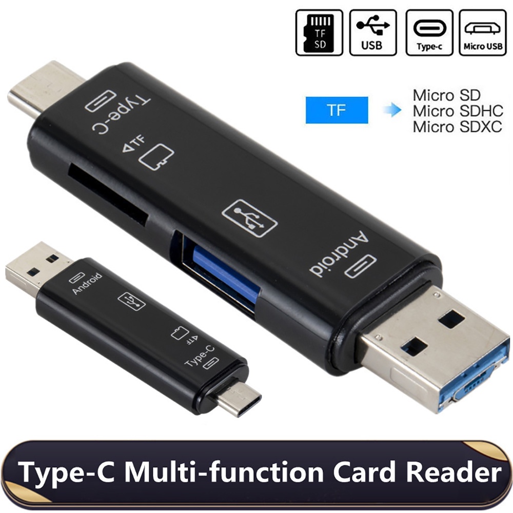 Actual【COD】Card Reader OTG 5 in 1 USB 3.0 Type C Fit For Micro SD/TF/Memory Card /Adaptor/Card Reader/Multifunction/Handphone/Computer/Notbook