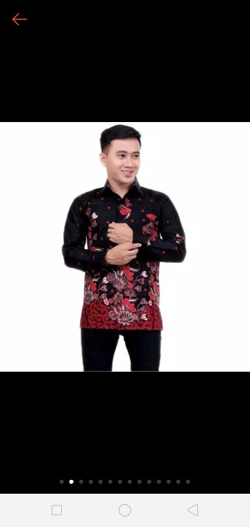 Kemeja Batik Pria Lengan Panjang Size M L Xl Xxl  Bswart Batik Hrb026 Kenongo Hem Panjang Padi