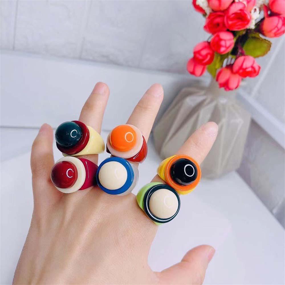 Mxbeauty Cincin Akrilik Lucu Goth Wanita Lucu Warna-Warni Perhiasan Fashion Korea