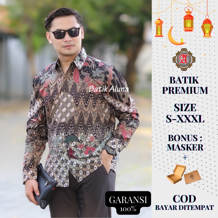 Baju Batik Pria Kemeja Batik Pria Lengan Panjang Terbaik Fashion baju Pria Batik Solo Aluna Lengan P