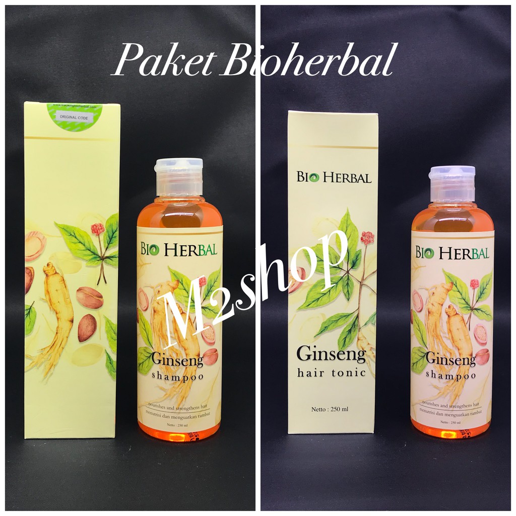 [ COD ] Paket Bio Herbal Ginseng Shampoo &amp; Hair Tonic - Melebatkan Rambut - Rambut Rontok Hilang