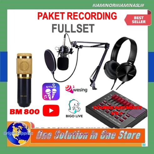 Paket recording smule youtube mic condenser BM800 Original Full Set