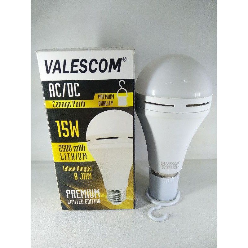 COD BOHLAM LAMPU LED EMERGENCY VALESCOM 15W PREMIUM AC/DC TAHAN 8 JAM//BOHLAM EMERGENCY VALESCOM 15 WATT//BOHLAM SENTUH NYALA