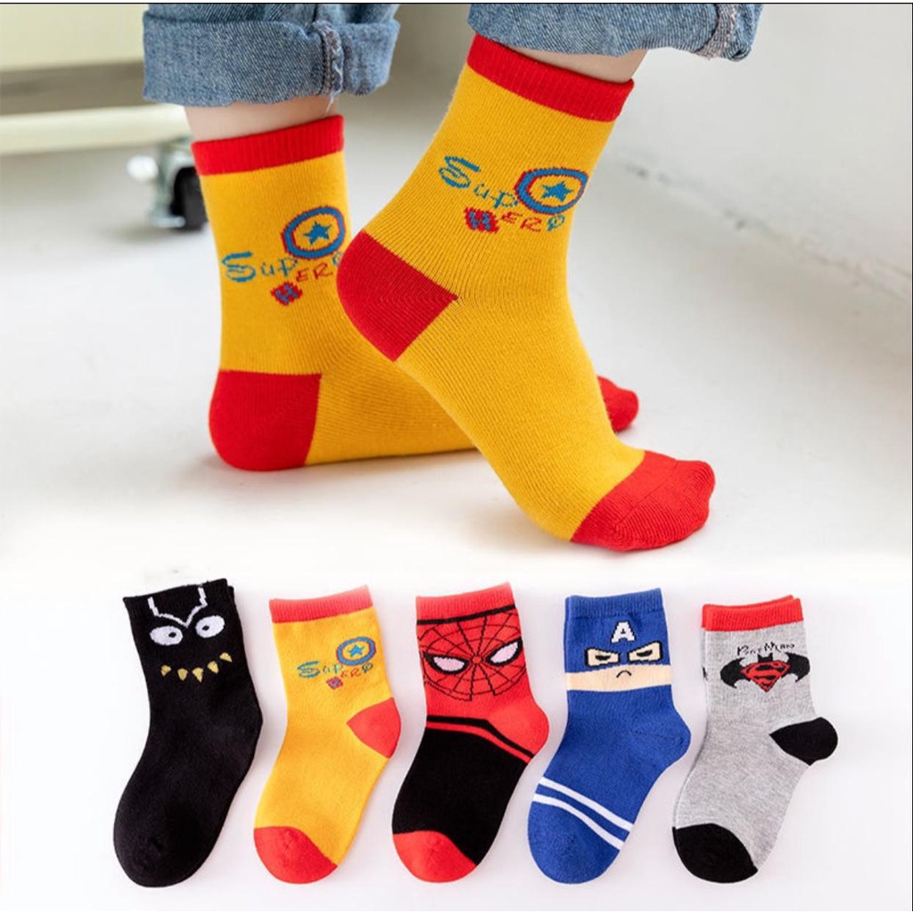 littlekiddoss SC2122 Kaoskaki Anak Karakter Superhero Kaos Kaki Anak Import