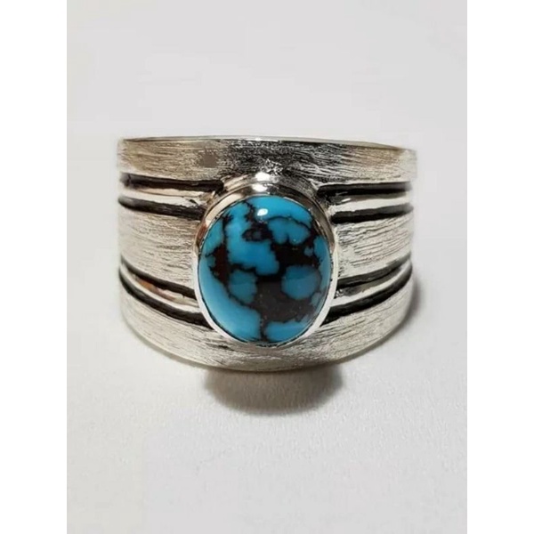 natura batu pirus/tuqouise mesir urat merah original mesir dim minimalis ring perak