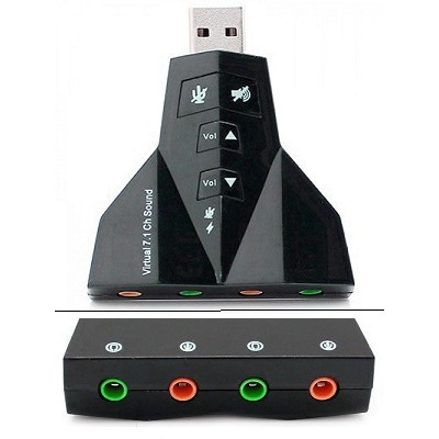 Usb 2.0 sound card virtual 7.1 channel double microphone-headset adapter for Pc-laptop - soundcard