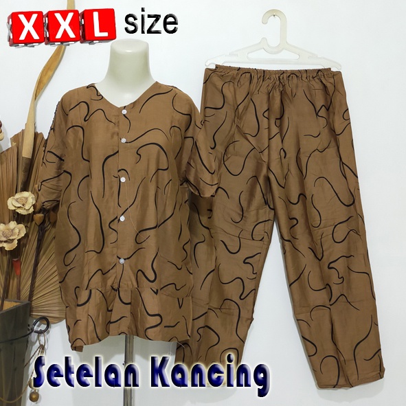 SETELAN JUMBO KANCING BUSUI XXL CELANA PANJANG / PIYAMA / BABYDOLL / BAJU TIDUR (Pilih motif)