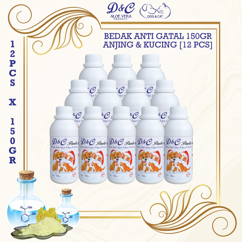 D&C Grosir Bedak Anti Gatal Anjing & Kucing 12 Pcs - 150Gr
