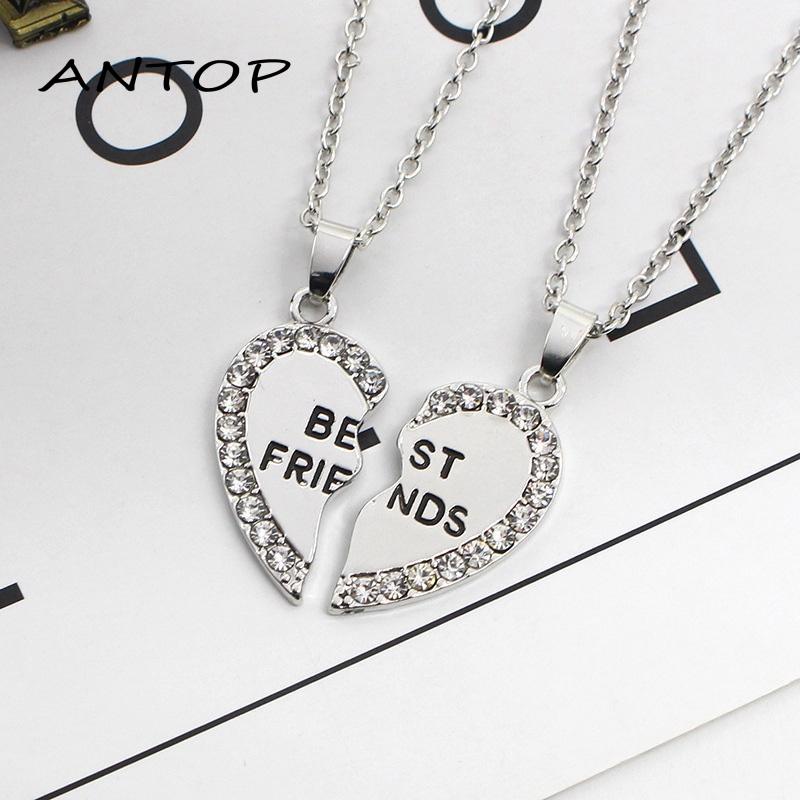 2pcs Kalung Couples Hip-Hop Pasangan/Sahabat Cinta Jahitan Kalung Rantai Klavikula Necklace ANTOP