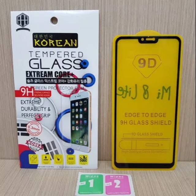 KOREAN Tempered Glass Xiaomi Mi 8 Lite 6.26&quot; FULL SCREEN TG 5D Mi8 Lite FULL GLUE Anti Gores Kaca