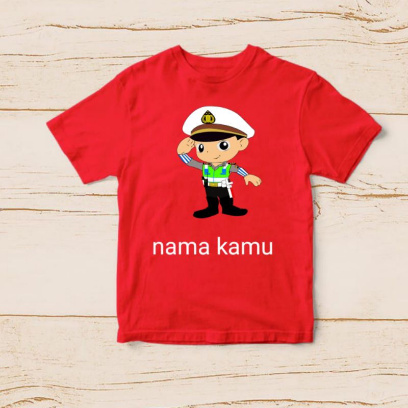 baju anak karakter / kaos anak gambar polisi