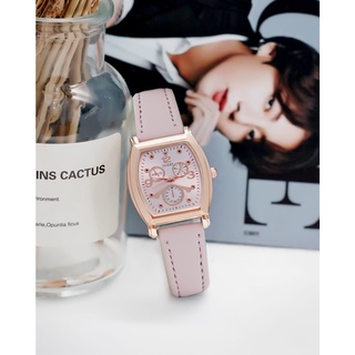 PA Jam Tangan Quartz Strap Rubber PU Analog Casual Gaya Retro Wanita Segi Angka Watch Korean Fashion Balok RM058