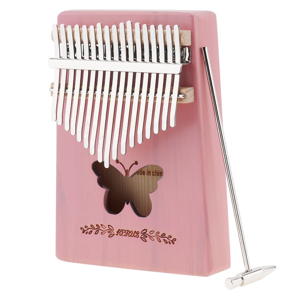 Kalimba Piano Jempol 17 Kunci Bahan Kayu Pinus Dengan Lubang Suara Butterfly Mbira Untuk Hadiah