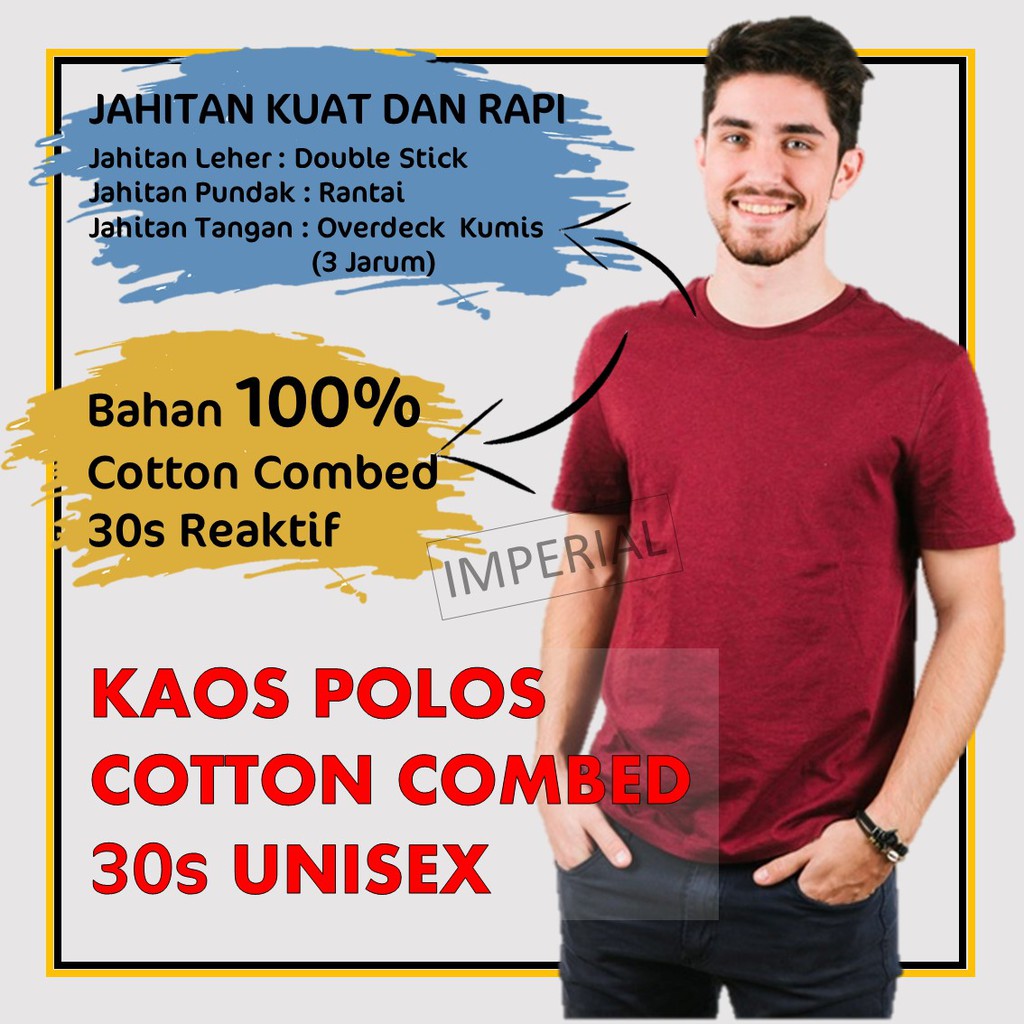 Kaos Polos Cotton Combed 30s O neck Unisex Lengan Pendek/ Cowok Cewek