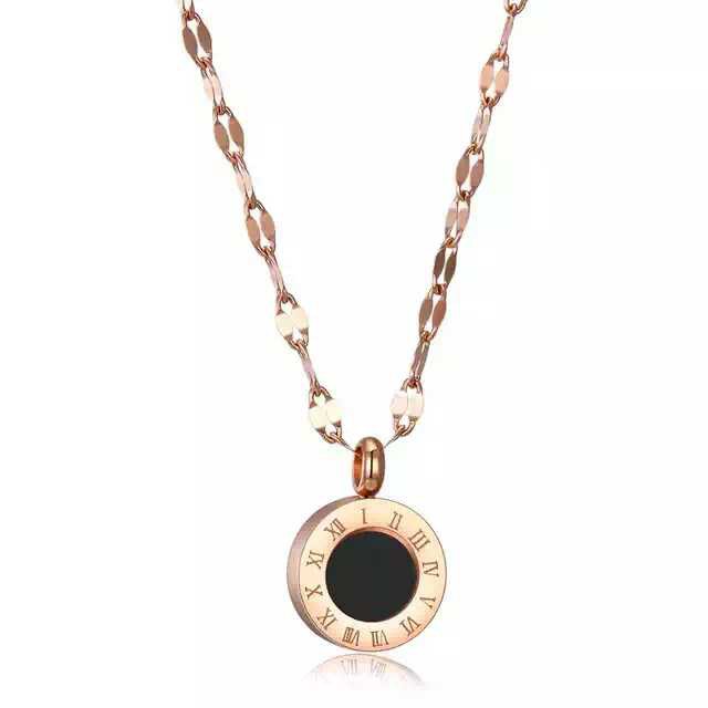 GG Kalung Angka Romawi Rantai Ulir Titanium lapis Emas 18k#KL-186RU