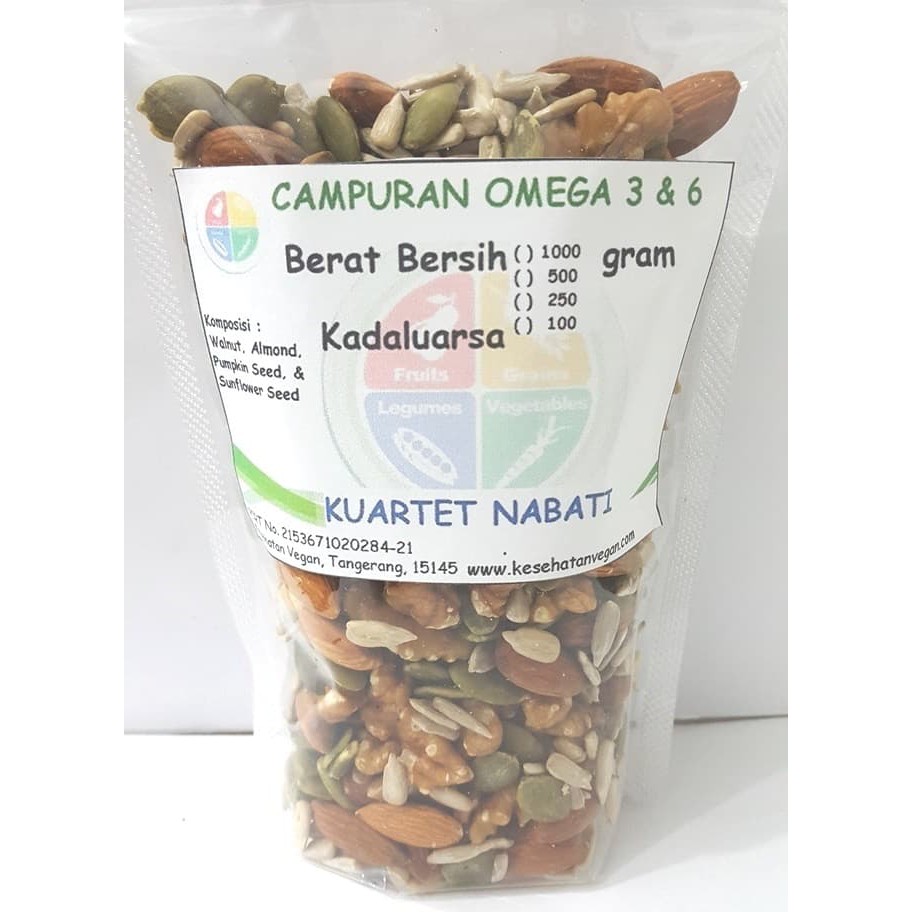 

CAMPURAN OMEGA 3 & 6 : WALNUT - ALMOND - PUMPKIN - SUNFLOWER 250 GR