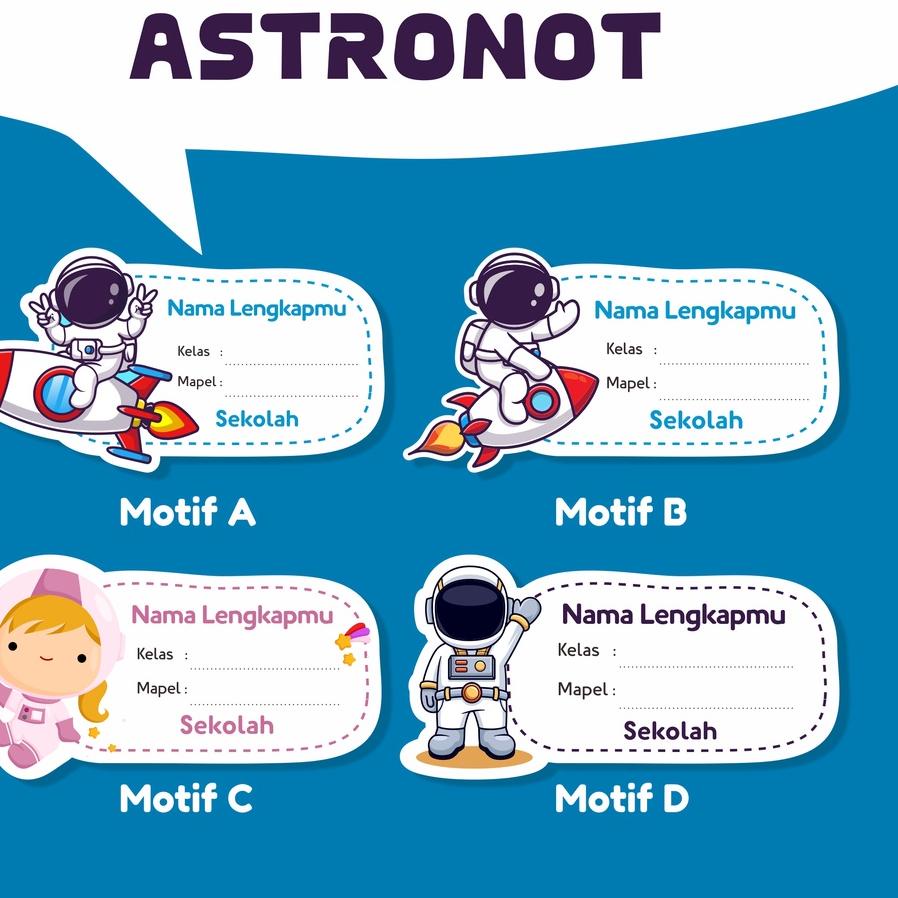 

Kekinian - Stiker nama custom sampul buku Tulis/pelajaran Tema Astronot, Angkasa 시