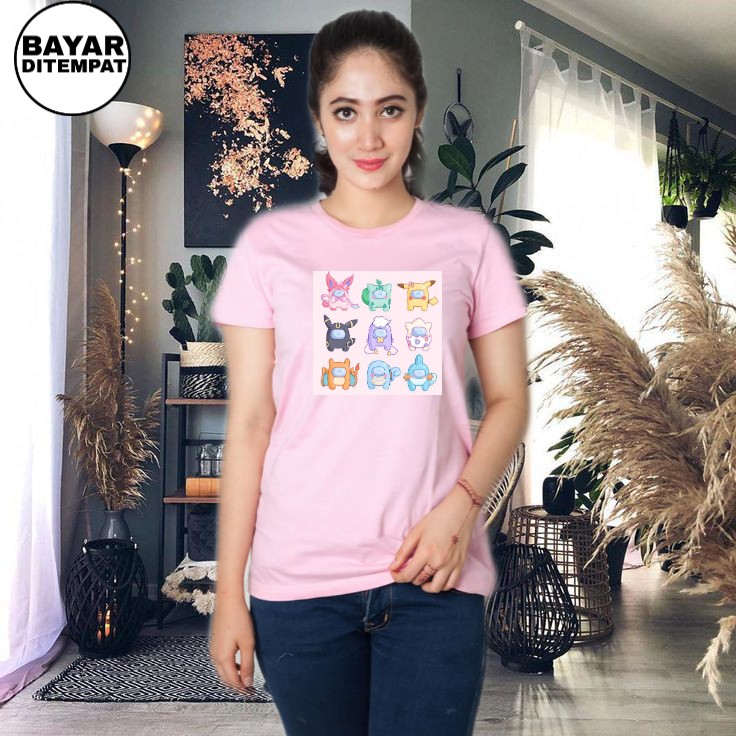 BAJU KAOS PRINT AMONG US POKEMON ATASAN WANITA DEWASA/AMONG US/POKEMON/PIKACHU/POKEMON GO/052