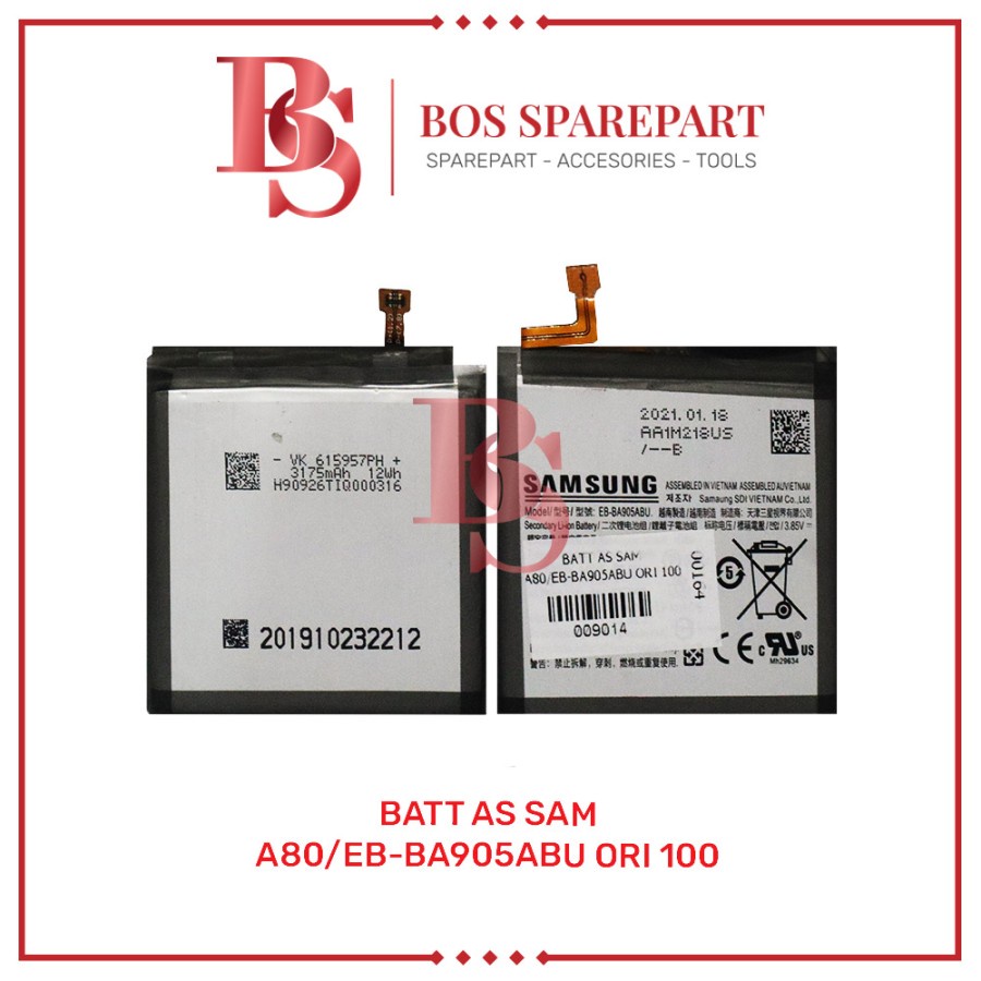 BATTERY AS SAMSUNG A80 / EB-BA905ABU ORI 100 / BATERAI / BATRE