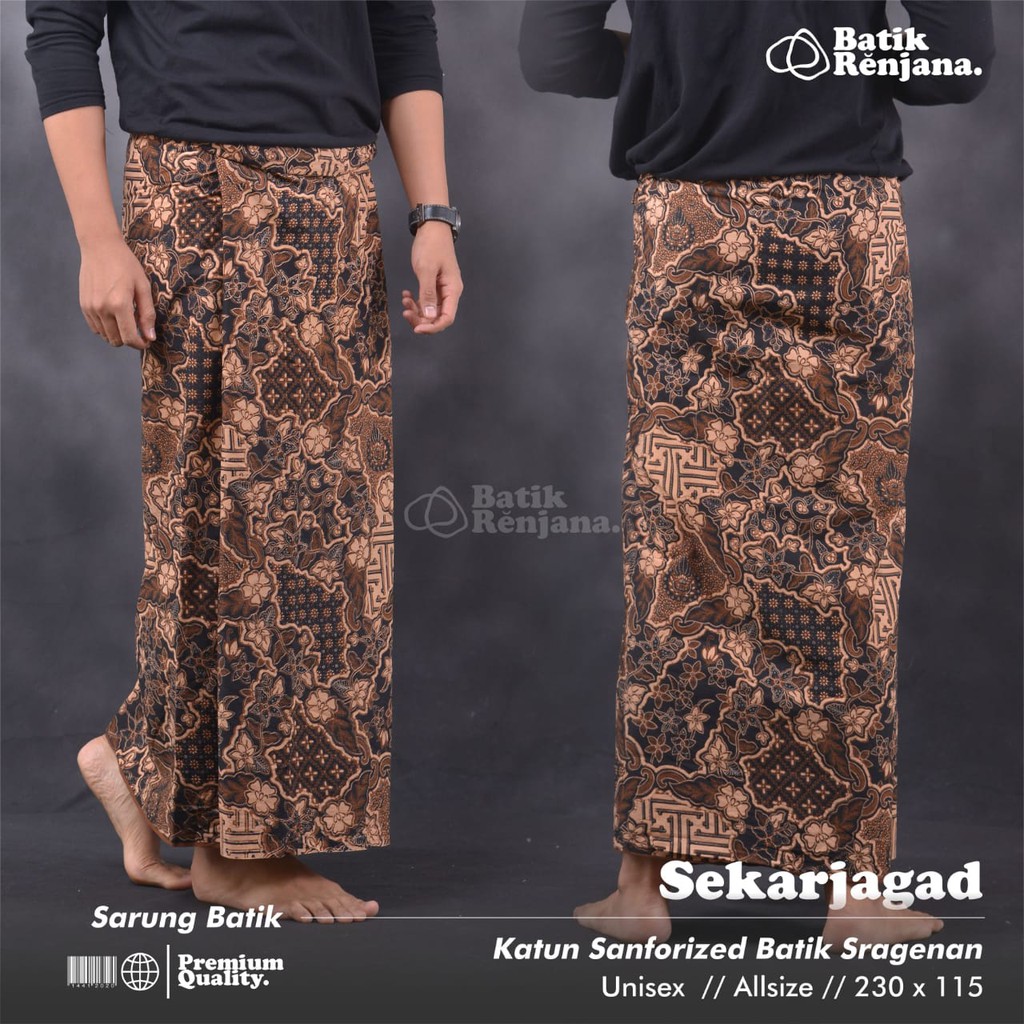 SEKARJAGAD Sarung Batik Pria Cowok Dewasa Premium Motif Batik Lebaran Asli Solo ALL Size RENJANA