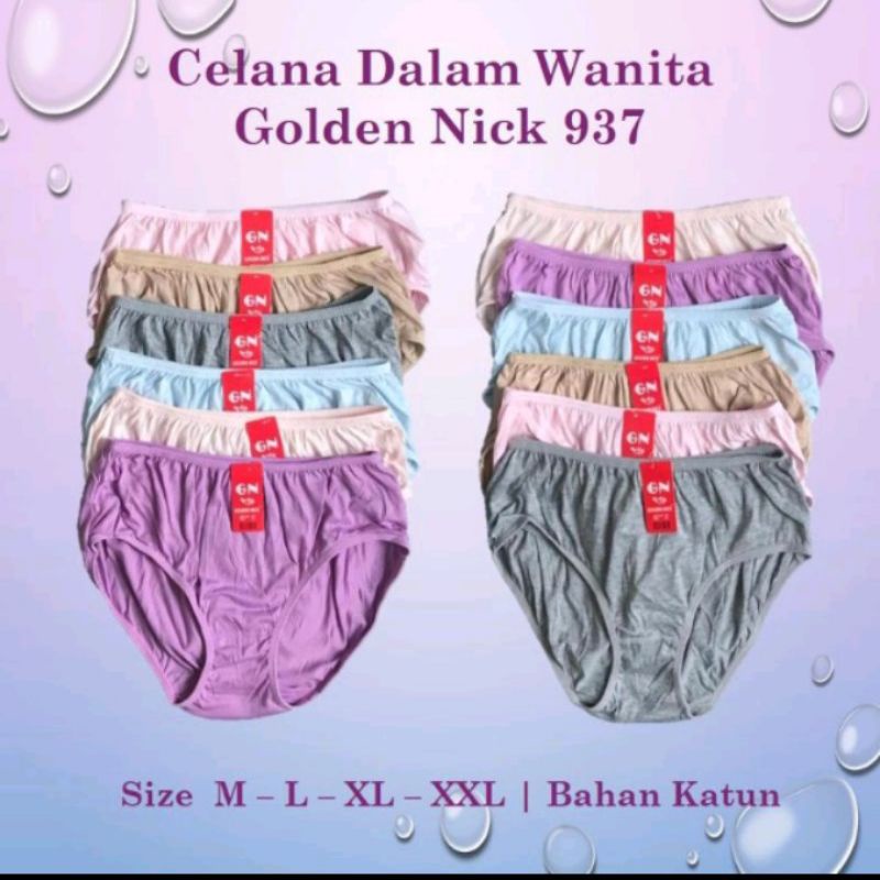 PAKET (3 Pcs/ 6 Pcs/ 12 Pcs) GOLDEN NiCK 937/ CELANA DALAM WANITA TERANG.