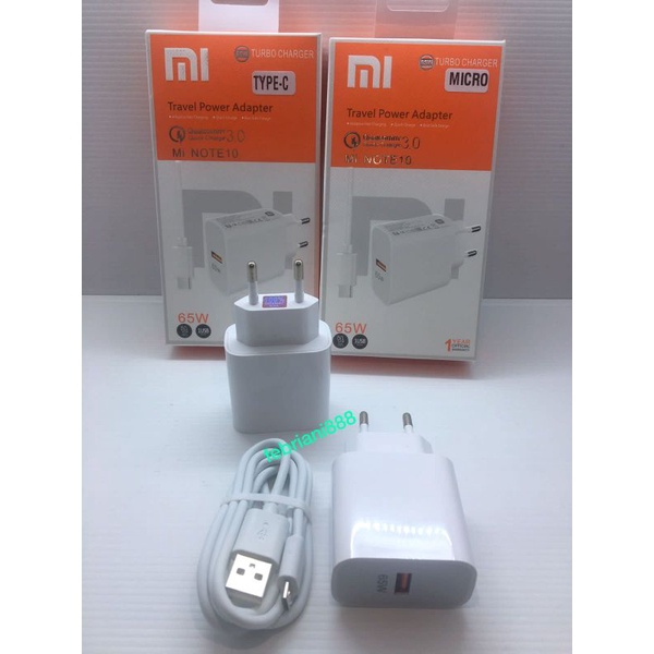 CHARGER XIAOMI MI NOTE 10 / CHARGER XIAOMI 65W SUPER FAST CHARGING MI 9X / 9T / 9T PRO / MI 9 SE / MI 10i / MI 10T LITE / 11i / MI 11 LITE / 11T / 11T PRO / GO / R.S2 / Y2 /Y3 / K20 / K20 PRO / K30 / K30 PRO / K30 PRO / ZOOM / K40 K40 PRO+ / REDMI 3