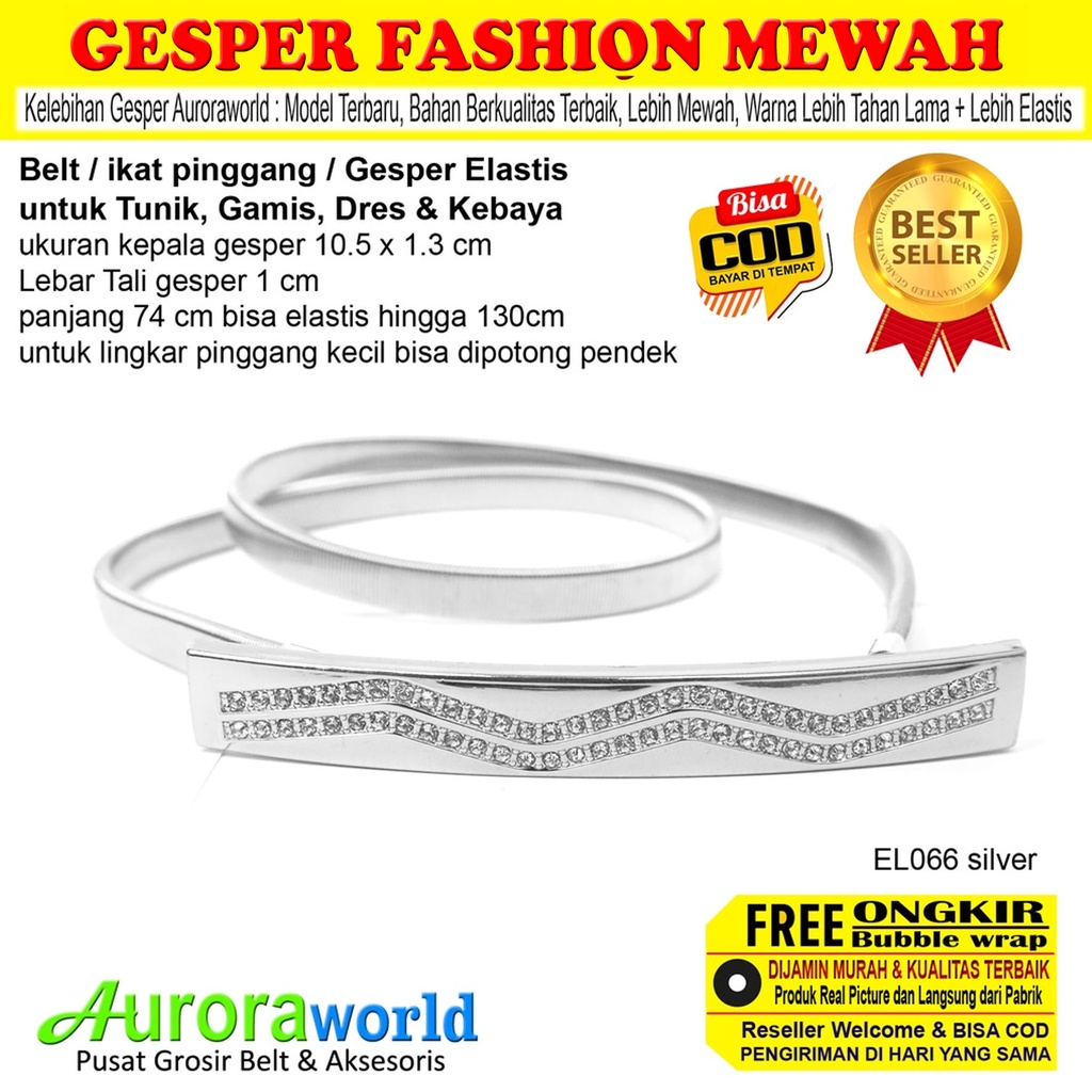 Belt wanita gesper elastis untuk dress gamis tunik ikat pinggang fashion