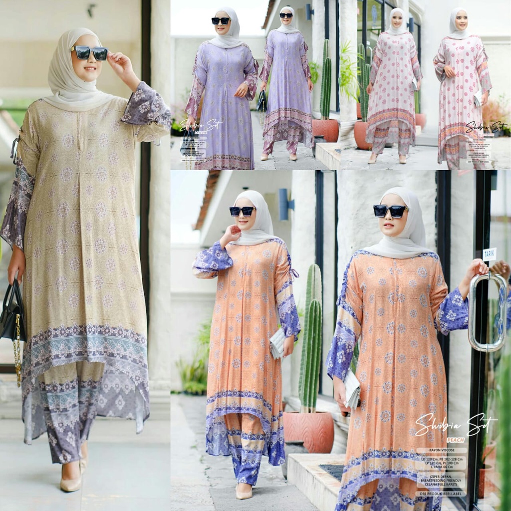Setelan Oneset Muslim Gamis Wanita Premium Pastel Dress Tunic Tunik Fashion Basic Tulus Signature Sh