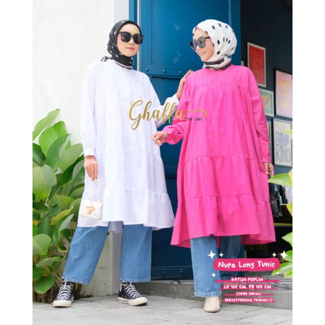 Tunik polos kekinian / Nufa long tunik by ghaffa the label / Long tunik polos modern