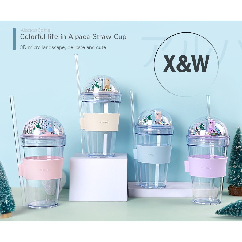 X&W Botol Minum Tumblr 490ML Aesthetic Lilac Plastik U-1254 BPA FREE