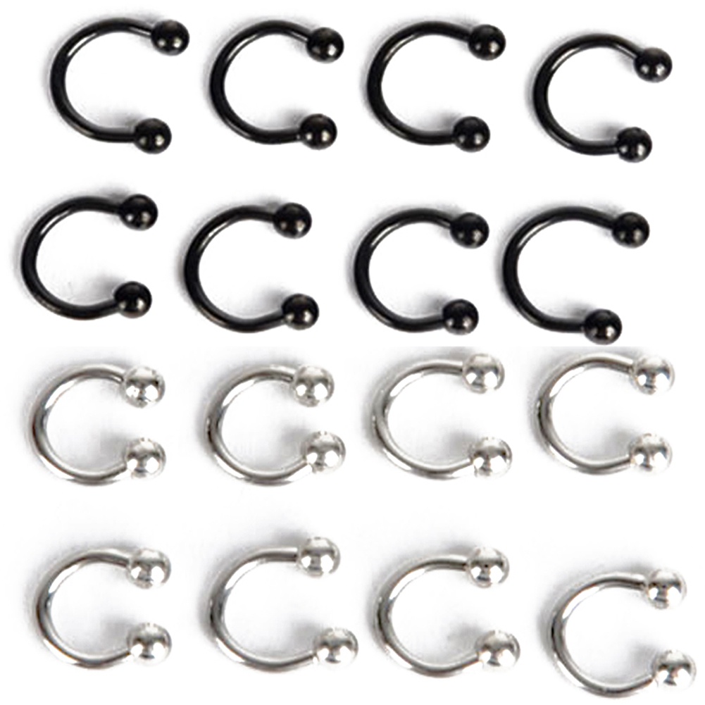 10 Pcs Cincin Tindik Bahan Stainless Steel Bentuk Sepatu Kuda Untuk Bibir Hidung Dan Telinga
