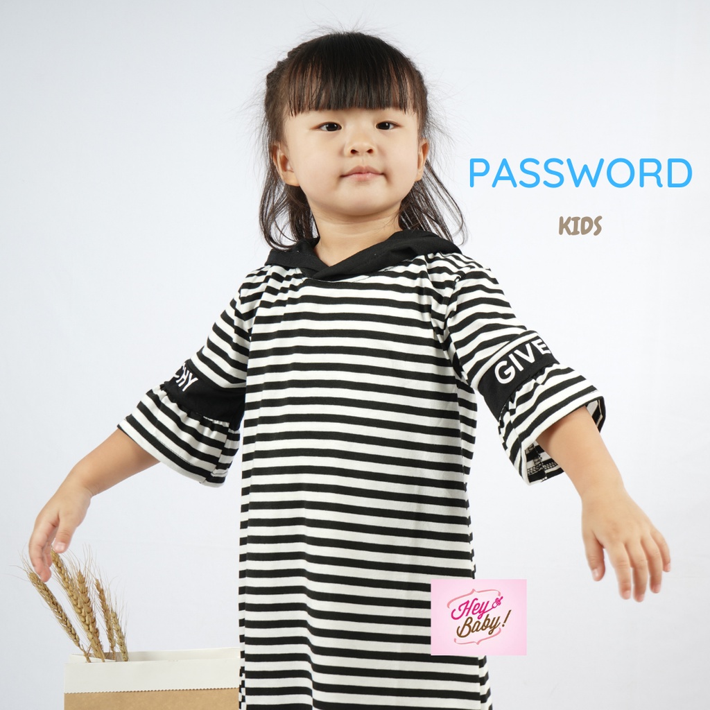 HappyOliver PASSWORD GIVE SALUR Hoodie Dress Sweater 1 - 7 Tahun Baju Anak BerKualitas