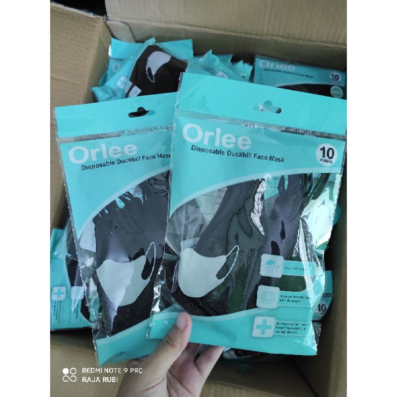 MASKER DUCKBILL ORLEE EARLOOP 10PCS (HITAM)