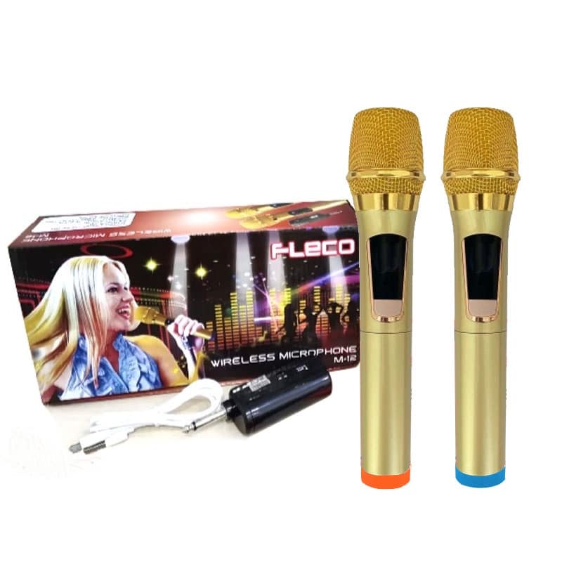 Microphone Profesional Wireless Mic Double FLECO M-12 Tanpa Kabel Mikrofon Bluetooth