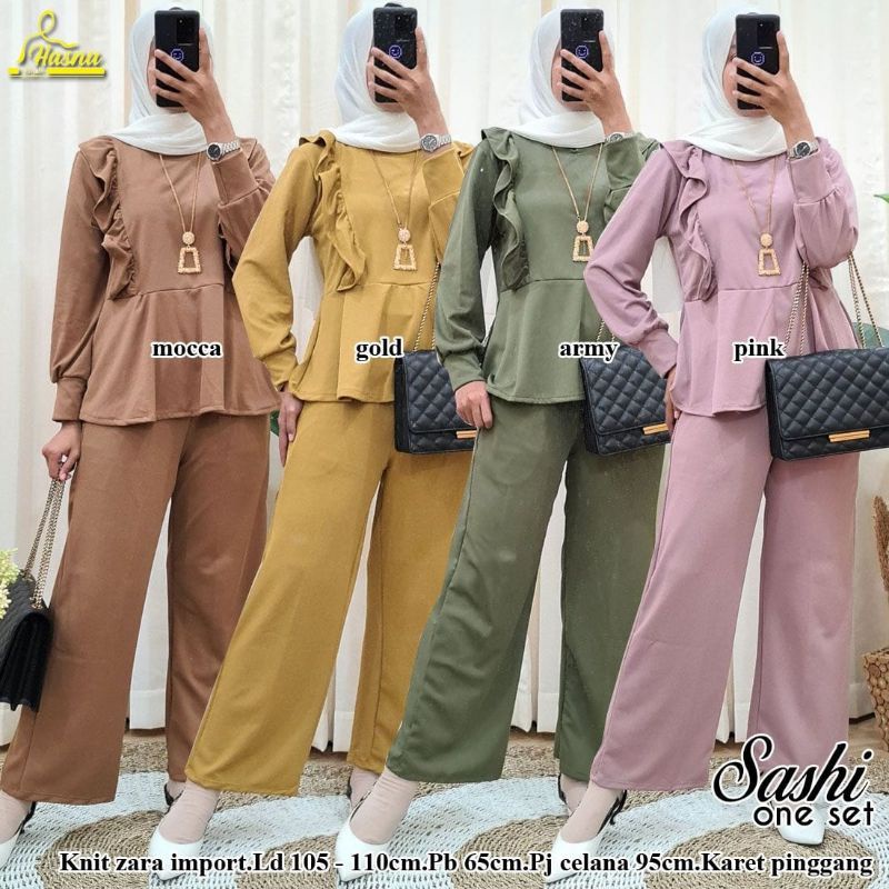 OneSet Wanita Sashi knit zara LD 105-110 karet Pinggang by HASNA