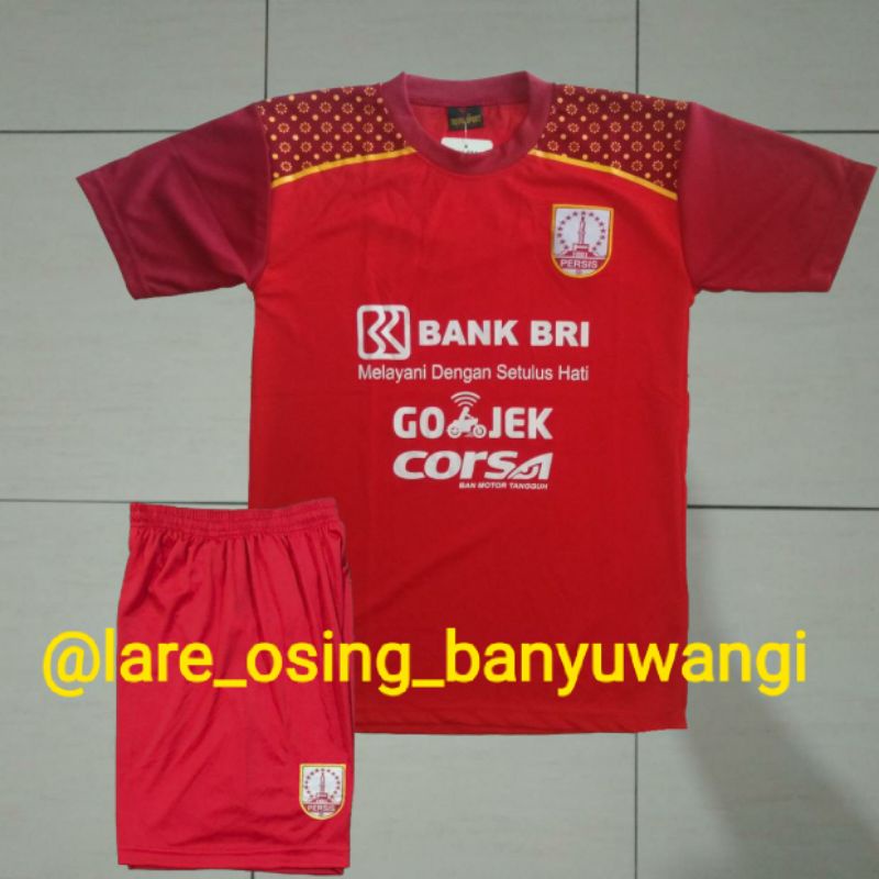 SETELAN DEWASA PERSIS SOLO 2017 HOME MERAH LIGA 2 JERSEY CELANA RETRO LOKAL