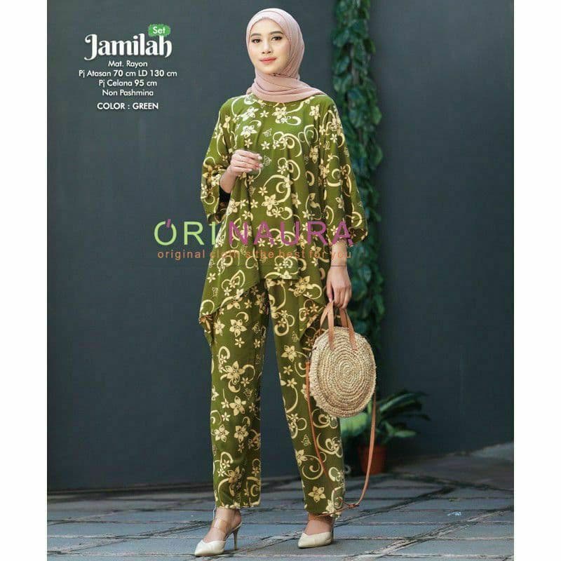 One Set Jumbo Waka Waka Jamilah Setelan Wanita Rayon Premium  Set Celana Panjang Tie Dye Kekinian