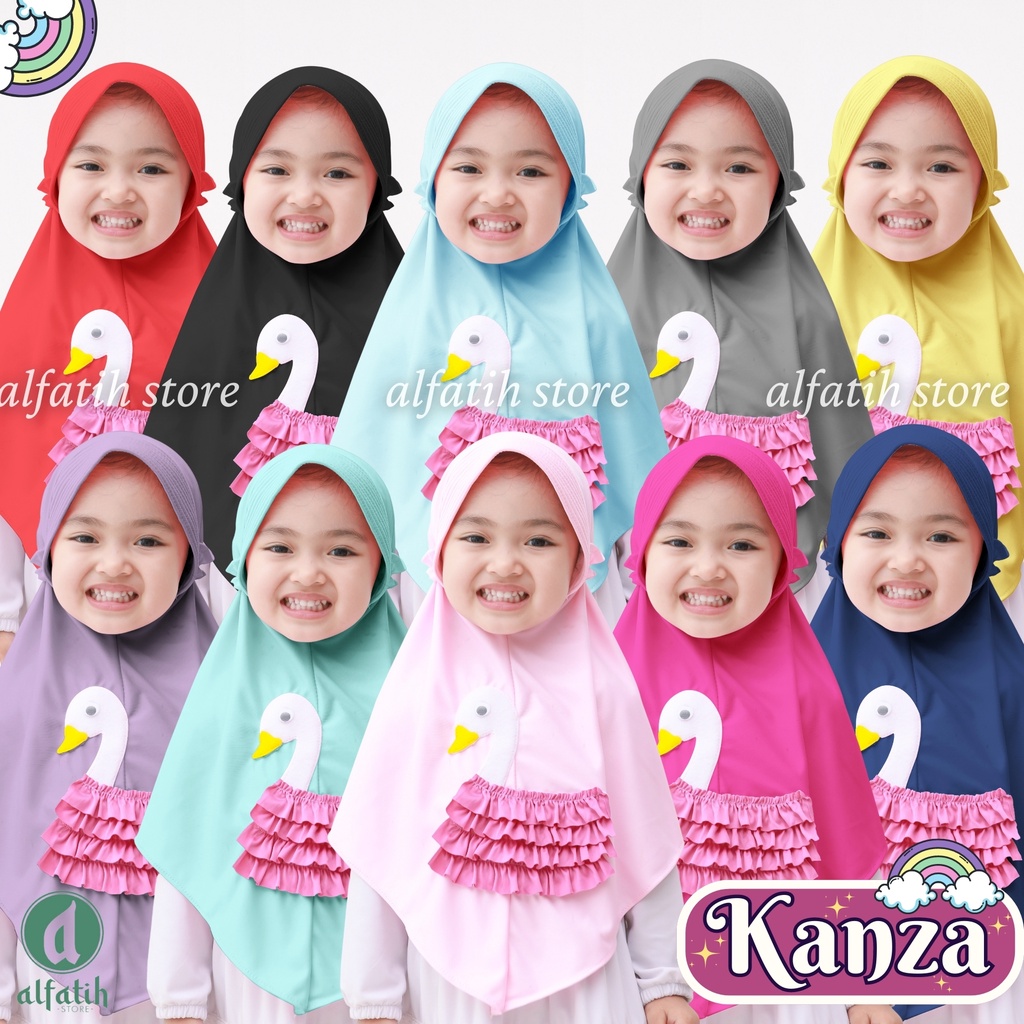 JILBAB ANAK TK - SD KANZA DUCK / DUCK REMPEL / JILBAB ANAK USIA 4-7 TAHUN / PAKAIAN MUSLIMANAK PEREMPUAN / KERUDUNG ANAK TK / HIJAB ANAK TK-SD KHIMAR ANAK