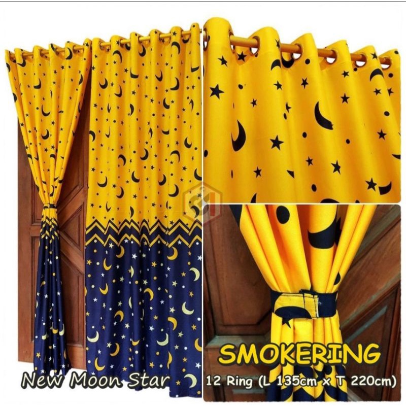 goden smokring 12 ring motif bulan bintang