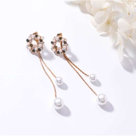 Anting Wanita Bunga Dengan Aksen Permata Aksesoris Fashion-F