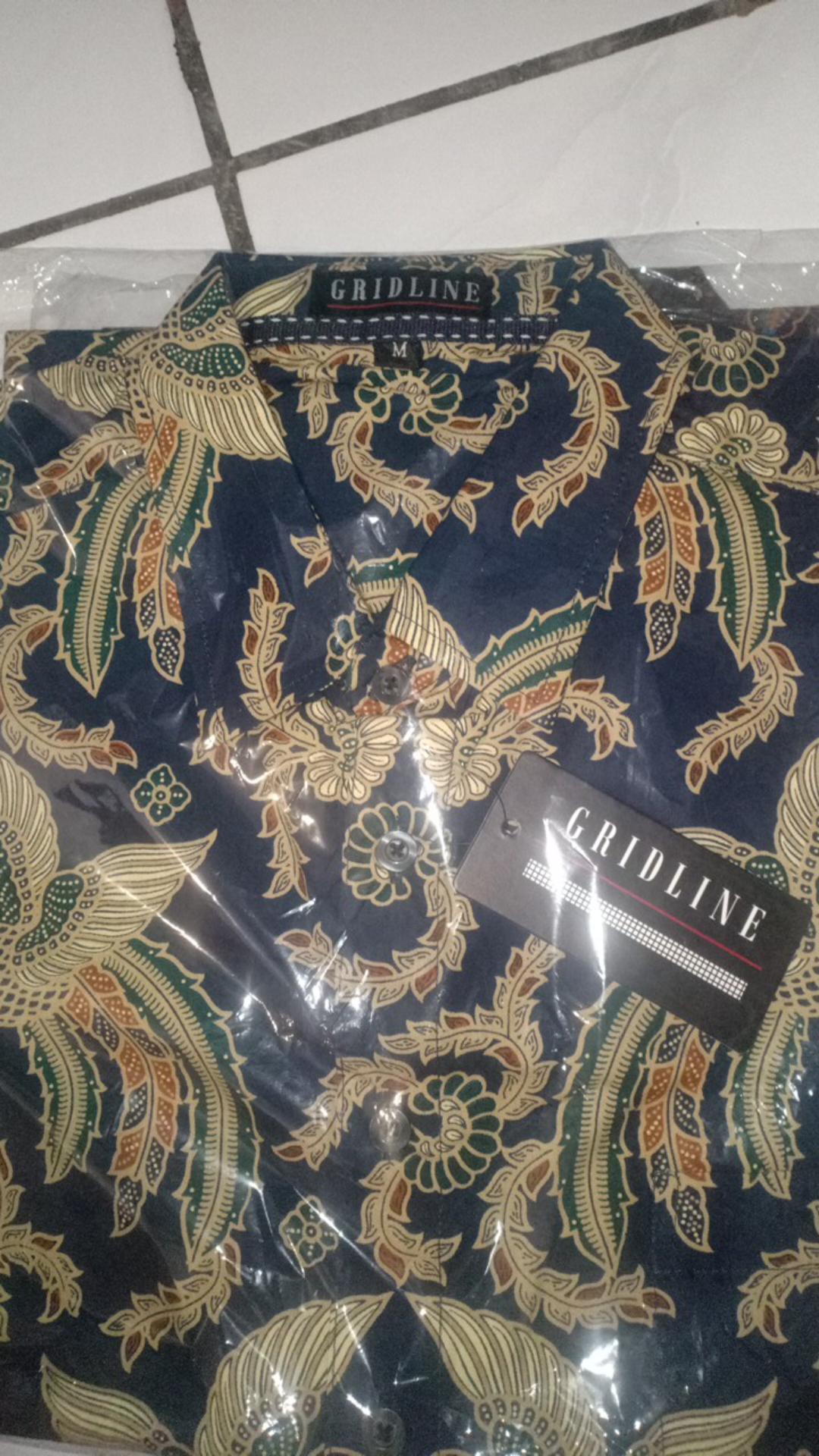 [gridline - S127] Kemeja Batik Slimfit Pria Katun Lengan Pendek Match Modern Keren Adem Nyaman