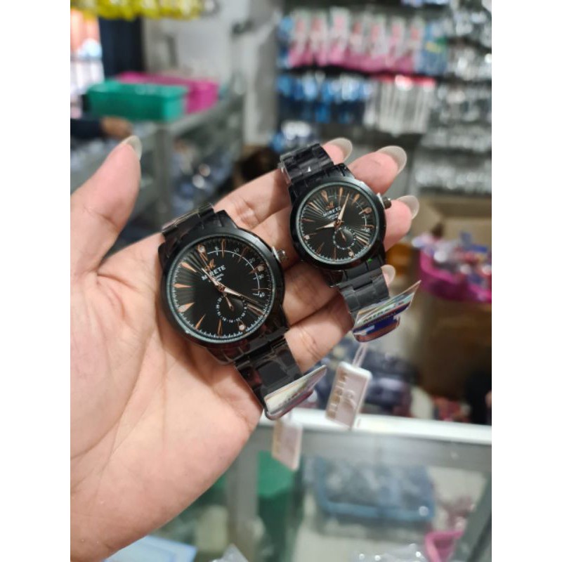 JAM TANGAN MIRETE ORIGINAL COUPLE/SATUAN HITAM